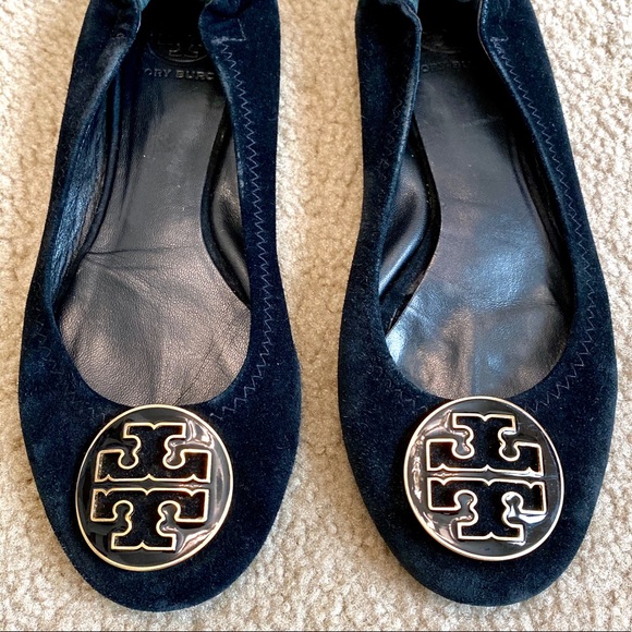 Tory Burch Black Suede Reva Ballet Flats Size 7.5 - Picture 3 of 10